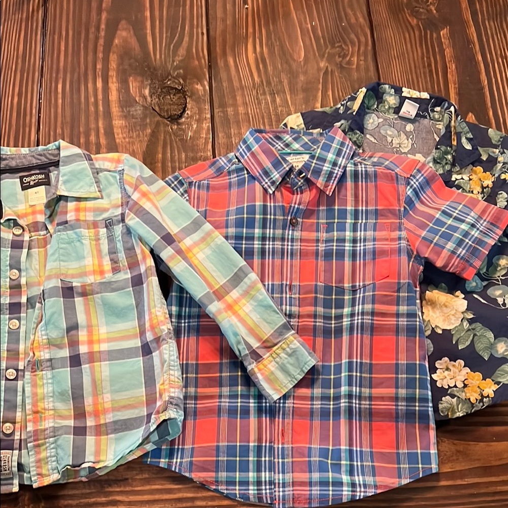 Colorful Plaid and Floral Kids Shirts Set